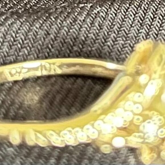 Vintage 1940's Japanese Akoya Golden Pearl & White Topaz 10K Gold Ring sz 5 - Picture 6 of 8